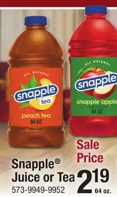Menards Snapple Juice or Tea offer