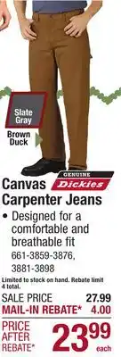 Menards Canvas Carpenter Jeans offer