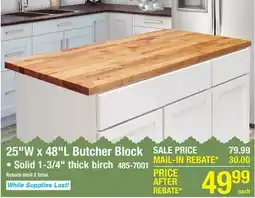 Menards 25W x 48L Butcher Block offer