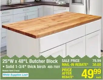 Menards 25W x 48L Butcher Block offer
