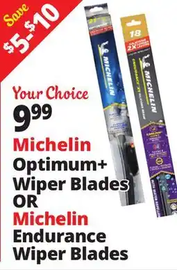 Ocean State Job Lot Michelin Optimum+ Blades Wiper Blades OR Michelin Endurance Wiper Blades offer