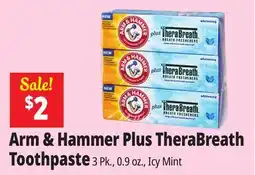 Ocean State Job Lot Arm & Hammer Plus TheraBreath Toothpaste offer
