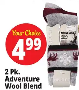 Ocean State Job Lot Adventure Men's Wool Blend Active Boot Socks 2 Pair offer