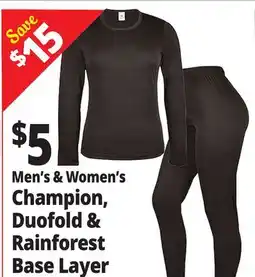 Ocean State Job Lot Men's & Women's Champion Duofold & Rainforest Base Layer offer