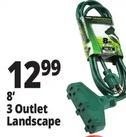 Ocean State Job Lot Prime Medium Duty 3 Outlet Landscape Extension Cord 8' offer