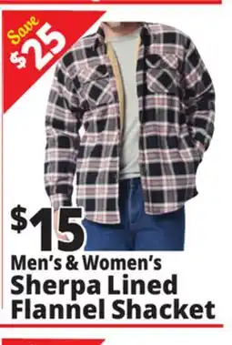 Ocean State Job Lot Men's & Women's Sherpa Lined Flannel Shacket offer