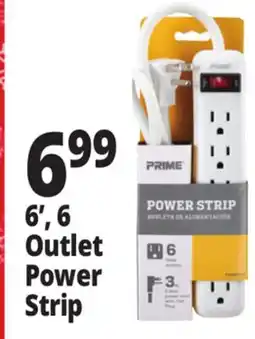 Ocean State Job Lot Prime 6 Outlet Power Strip 3' offer