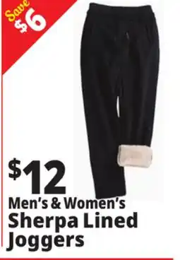 Ocean State Job Lot Men's & Women's Sherpa Lined Joggers offer