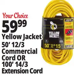 Ocean State Job Lot Yellow Jacket 50' 12/3 Commercial Cord OR 100' 14/3 Extension Cord offer