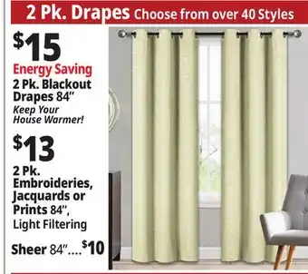 Ocean State Job Lot 2 Pack Drapes offer