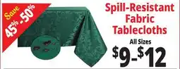 Ocean State Job Lot Spill-Resistant Fabric Tablecloths offer