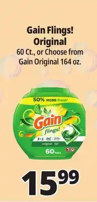 Ocean State Job Lot Gain Flings Oxi Boost and Febreze Original Scent Laundry Detergent Pacs 60 Count offer