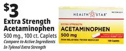 Ocean State Job Lot Health Star 500 mg Acetaminophen Pain Reliever 100 Caplets offer