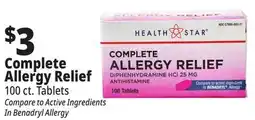Ocean State Job Lot Health Star 25 mg Complete Allergy Relief 100 Tablets offer