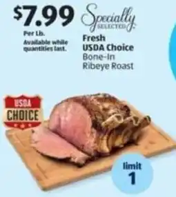 Aldi Fresh USDA Choice Bone-In Ribeye Roast offer