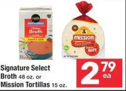Albertsons Signature Select Broth or Mission Tortillas offer
