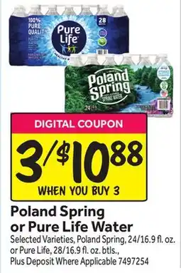 Stop&Shop Poland Spring or Pure Life Water offer