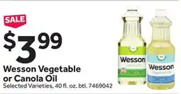 Stop&Shop Wesson Vegetable or Canola Oil offer