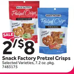 Stop&Shop Snack Factory Pretzel Crisps offer