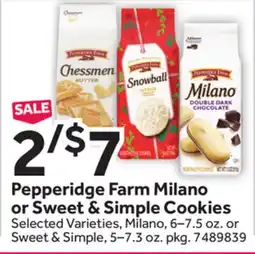 Stop&Shop Pepperidge Farm Milano or Sweet & Simple Cookies offer