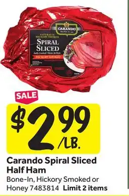 Stop&Shop Carando Spiral Sliced Half Ham offer