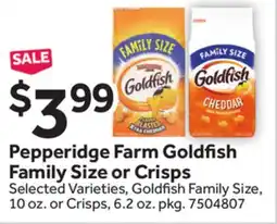 Stop&Shop Pepperidge Farm Goldfish Family Size or Crisps offer