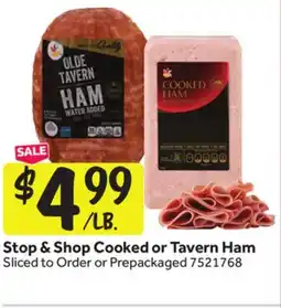 Stop&Shop Stop & Shop Cooked or Tavern Ham offer