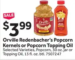 Stop&Shop Orville Redenbacher's Popcorn Kernels or Popcorn Topping Oil offer