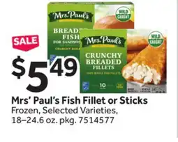 Stop&Shop Mrs' Paul's Fish Fillet or Sticks offer