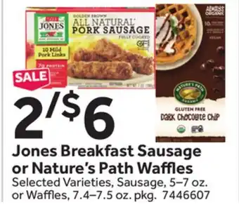Stop&Shop Jones Breakfast Sausage or Nature's Path Waffles offer