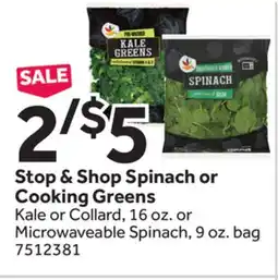 Stop&Shop Stop & Shop Spinach or Cooking Greens offer