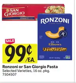 Stop&Shop Ronzoni or San Giorgio Pasta offer