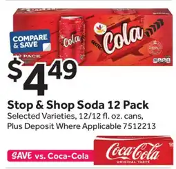 Stop&Shop Stop & Shop Soda 12 Pack offer