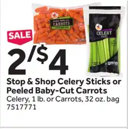 Stop&Shop Stop & Shop Celery Sticks or Peeled Baby-Cut Carrots offer