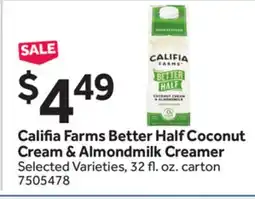Stop&Shop Califia Farms Better Half Coconut Cream & Almondmilk Creamer offer
