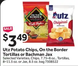 Stop&Shop Utz Potato Chips, On the Border Tortillas or Bachman Jax offer