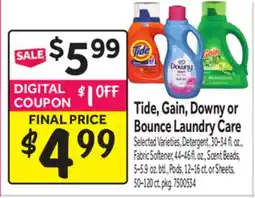 Stop&Shop Tide, Gain, Downy or Bounce Laundry Care offer