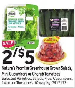 Stop&Shop Nature's Promise Greenhouse Grown Salads, Mini Cucumbers or Cherub Tomatoes offer