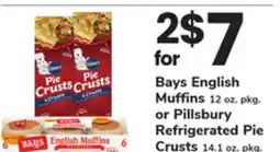ACME Bays English Muffins 12 oz. pkg. or Pillsbury Refrigerated Pie Crusts 14.1 oz. pkg offer