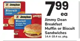 ACME Jimmy Dean Breakfast Muffin or Biscuit Sandwiches offer