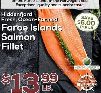 DeCicco & Sons Hiddenfjord Fresh, Ocean-Farmed Faroe Islands Salmon Fillet offer