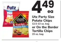 ACME Utz Party Size Potato Chips 12.5-13 oz. bag or On the Border Tortilla Chips 15 oz. bag offer