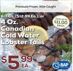 DeCicco & Sons Canadian Cold Water Lobster Tails 4 Oz offer