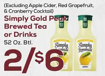 DeCicco & Sons Simply Gold Peak Brewed Tea or Drinks offer