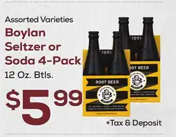 DeCicco & Sons Boylan Seltzer or Soda 4-Pack offer