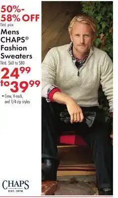 Boscov's Mens CHAPS Fashion Sweaters offer