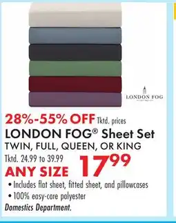 Boscov's LONDON FOG Sheet Set offer