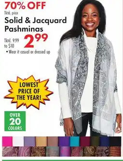 Boscov's Solid & Jacquard Pashminas offer