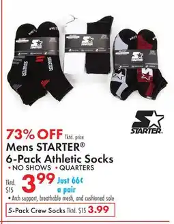 Boscov's Mens STARTER 6-Pack Athletic Socks offer