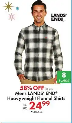 Boscov's Mens LANDS' END Heavyweight Flannel Shirts offer